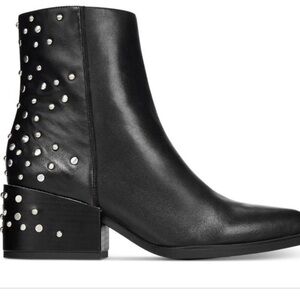 Sam Edelman black ankle boots with silver dots.